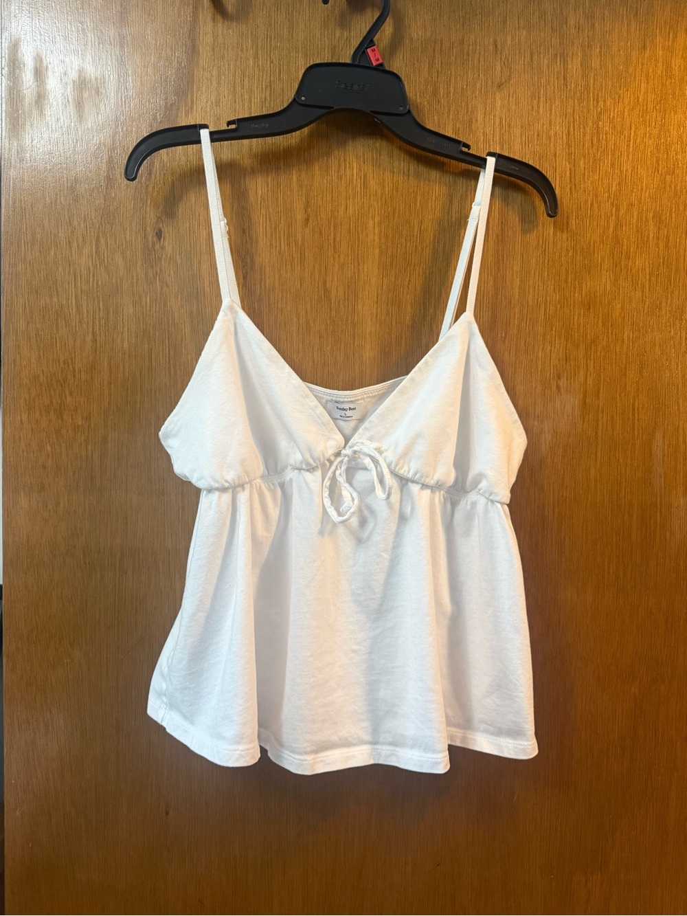 Sunday Best White Tie-Front Spaghetti Strap Camisole